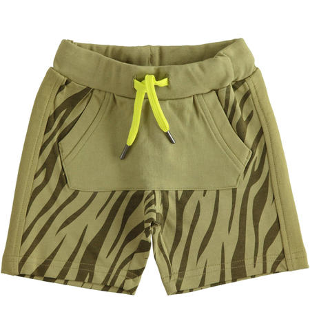 100% cotton Short trousers with all-over pattern for boys from 6 months to 8 years by iDO VERDE-VERDE-6SQ3