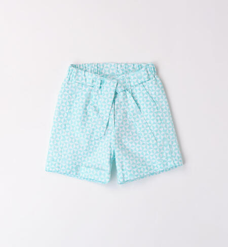 Girls' patterned shorts LIGHT BLUE