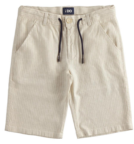 Short striped patterned trousers for boys from 8 to 16 years iDO BEIGE-0451