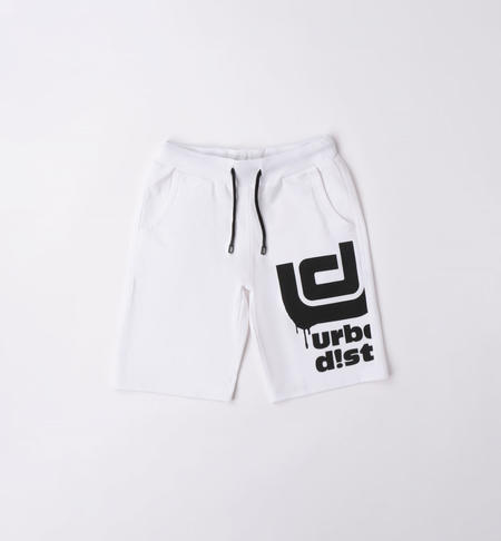 iDO short jersey fleece trousers for boys from 8 to 16 years BIANCO-0113