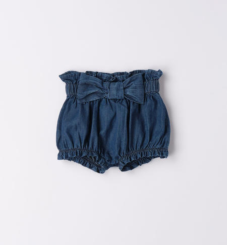 Pantalone corto neonata in denim BLU