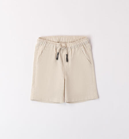 Boys' trousers in a linen blend BEIGE