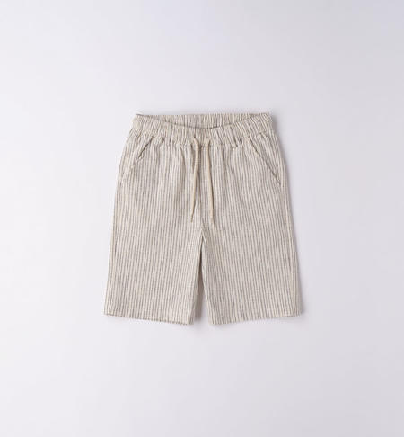 Pantalone corto ragazzo rigato da 8 a 16 anni iDO BEIGE-0451