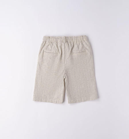 Pantalone corto ragazzo rigato da 8 a 16 anni iDO BEIGE-0451