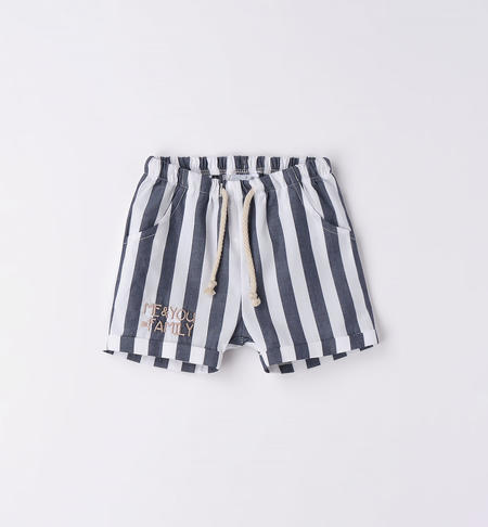 Pantalone corto rigato neonato BLU