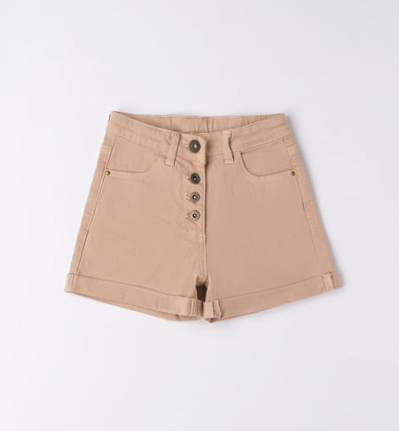 iDO high-waisted shorts for girls from 8 to 16 years BEIGE-0941
