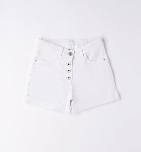 iDO high-waisted shorts for girls from 8 to 16 years BIANCO-0113