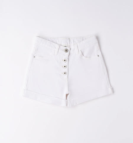 Pantalone corto vita alta ragazza BIANCO