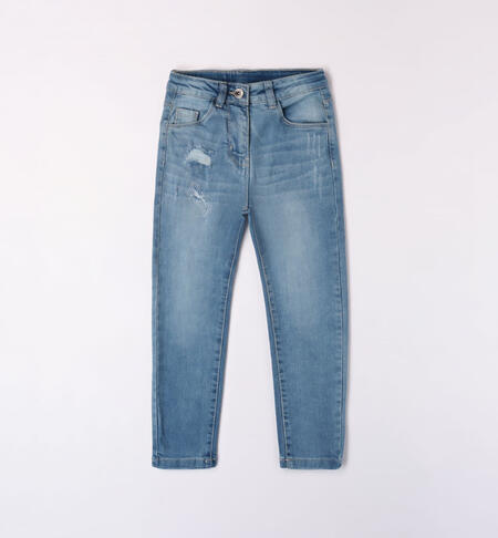 iDO denim trousers for girls from 8 to 16 years STONE BLEACH-7350