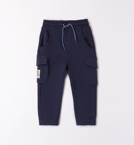 Cargo-style trousers in jersey fleece BLUE