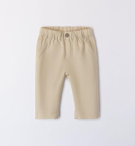 Baby boys' linen trousers BEIGE-0152