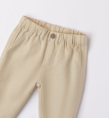 Baby boys' linen trousers BEIGE-0152