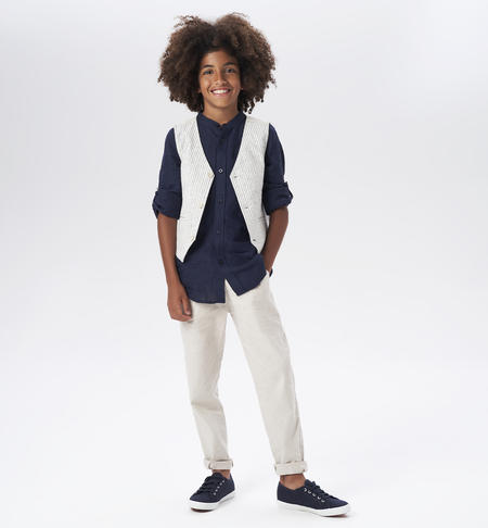 iDO boy's linen trousers jogger fit for boys from 8 to 16 years BEIGE-0451