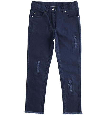 Long twill trousers with breaks for girl from 6 to 16 years iDO NAVY-3854