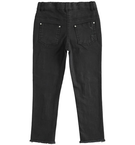 Long twill trousers with breaks for girl from 6 to 16 years iDO NERO-0658