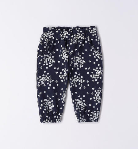 iDO long trousers with little flowers from 1 to 24 months BLU-BIANCO-6V25