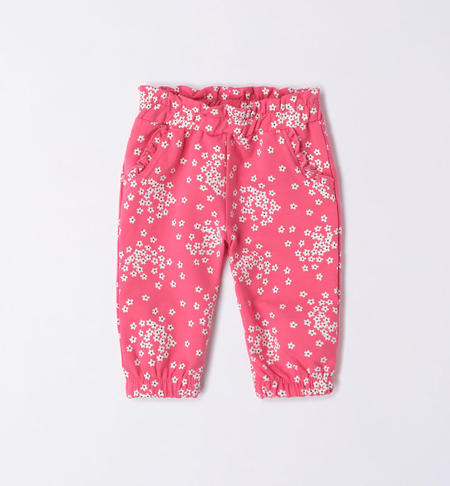iDO long trousers with little flowers from 1 to 24 months FUCSIA-BIANCO-6V26
