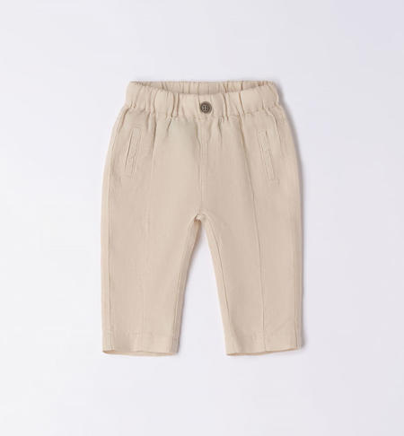 Pantalone lungo neonato in lino BEIGE-0451