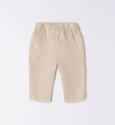 Pantalone lungo neonato in lino BEIGE-0451