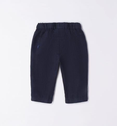 Pantalone lungo neonato in lino NAVY-3854