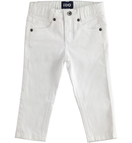 Stretch twill five-pocket trousers for boy from 6 months to 7 years iDO BIANCO-0113