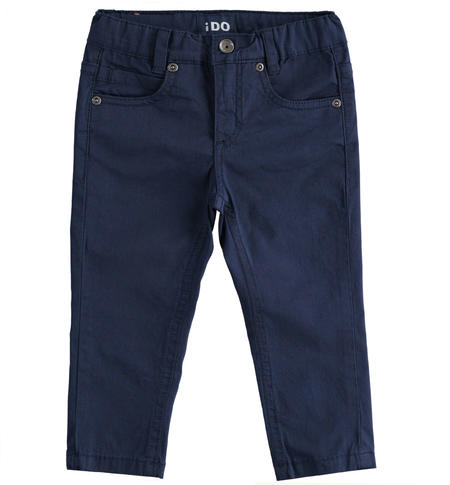 Stretch twill five-pocket trousers for boy from 6 months to 7 years iDO NAVY-3854