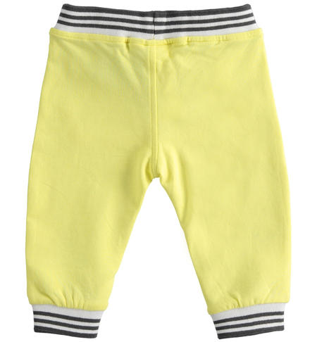 Fleece long trousers with striped elastic for newborn from 1 to 24 months iDO GIALLO-1417