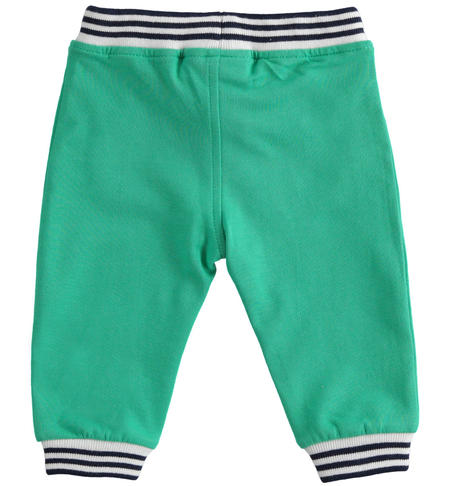 Fleece long trousers with striped elastic for newborn from 1 to 24 months iDO VERDE-5034