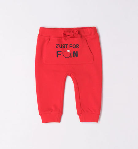iDO fleece trousers with pocket for baby boy from 1 to 24 months ROSSO-2236