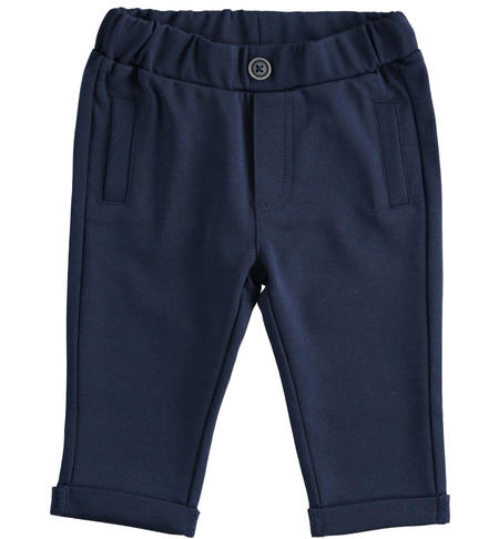 Baby trousers in stretch Milan stitch for newborn from 1 to 24 months iDO NAVY-3854