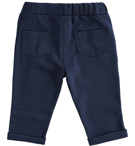 Baby trousers in stretch Milan stitch for newborn from 1 to 24 months iDO NAVY-3854