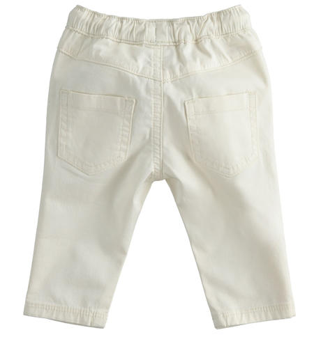 Long trousers made of stretch cotton twill for newborn from 1 to 24 months iDO ECRU-0124