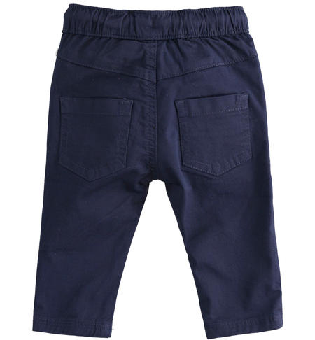 Long trousers made of stretch cotton twill for newborn from 1 to 24 months iDO NAVY-3854