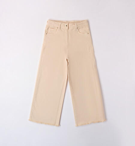 Girls' cropped trousers BEIGE