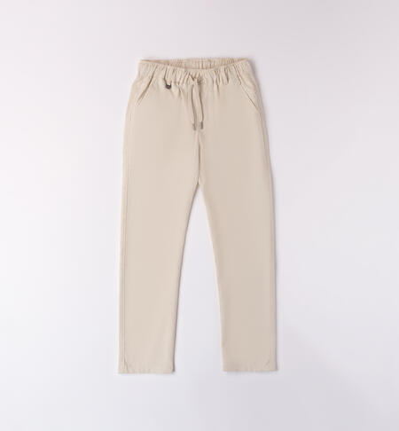 Boys' long linen trousers BEIGE