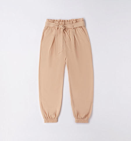 iDO trousers with belt for girls from 8 to 16 years BEIGE-0924