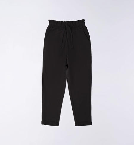 iDO jersey fleece trousers with elastic for girls from 8 to 16 years NERO-0658