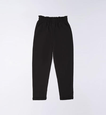 iDO jersey fleece trousers with elastic for girls from 8 to 16 years NERO-0658