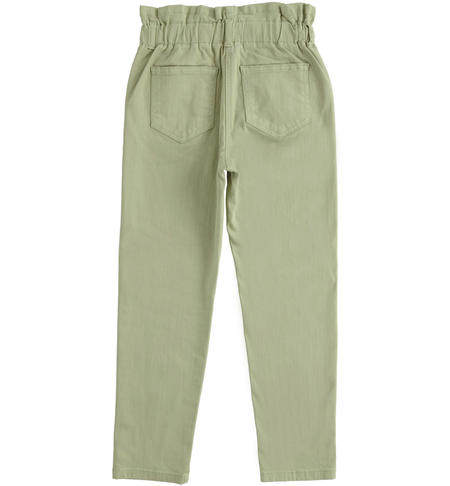 Stretch twill girl trousers  from 8 to 16 years by iDO TEA GREEN-5521