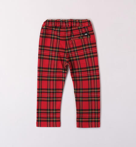 iDO tartan trousers for boys aged 9 months to 8 years ROSSO-2253