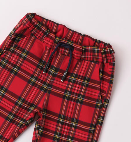 iDO tartan trousers for boys aged 9 months to 8 years ROSSO-2253