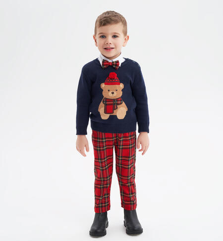 iDO tartan trousers for boys aged 9 months to 8 years ROSSO-2253