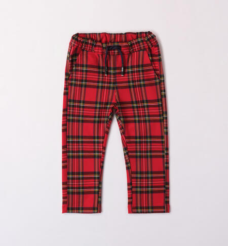 iDO tartan trousers for boys aged 9 months to 8 years ROSSO-2253