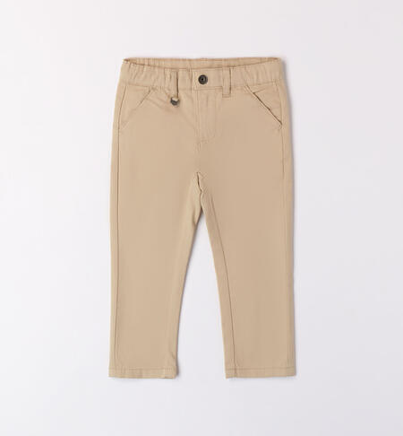 Boys' slim fit trousers BEIGE-0731
