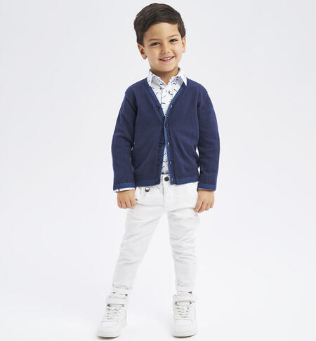 Boys' slim fit trousers WHITE