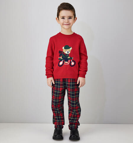 Pantalone tartan bambino ROSSO