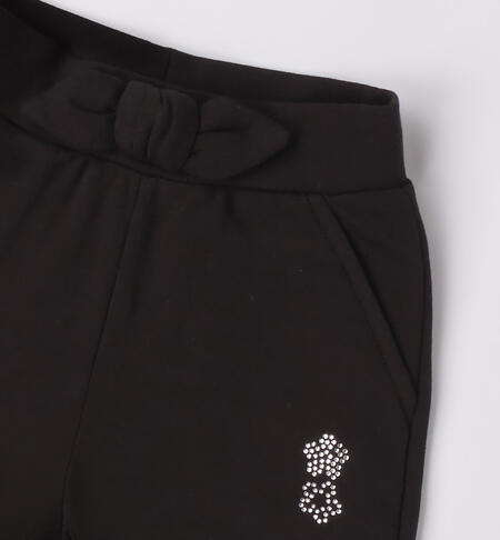 iDO rhinestone flower tracksuit bottoms for girls from 9 months to 8 years NERO-0658