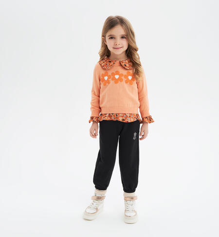 iDO rhinestone flower tracksuit bottoms for girls from 9 months to 8 years NERO-0658