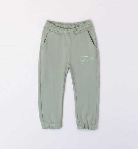 Girls' green tracksuit bottoms GREEN