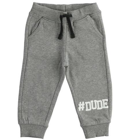 Brushed tracksuit trousers for boys from 9 months to 8 years iDO GRIGIO MELANGE-8970